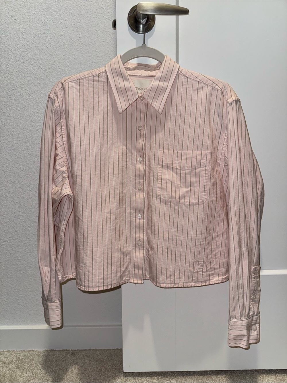 JW ANDERSON Pink and Beige Striped Shirt